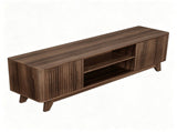 Wood Fluted TV Stand for TVs up to 70 Inch, Mid Century Modern Low Profile TV Console Cabinet with 08236084