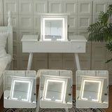 Vanity Table Set with LED Mirror, Flip Top Makeup Dressing Table Writing Desk with Cushioning Makeup 68302442