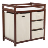 Wooden Frame Removable Top Brown Painted Pine Children's Cot with 3 Fabric Drawers 1 Fabric Bag 46422703