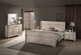 Imerland Contemporary White Wash Finish Bedroom Set with Queen Sleigh Bed, Dresser, Mirror, Two T2574P201581