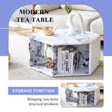 ZNTS Hexagonal MDF coffee table, characteristic pattern stickers, multi-hole design to give more storage W1151P200317