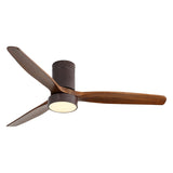 52 Inch Flush Mount Ceiling Fan with LED Light and Remote Control Solid Wood Blades W882P244710