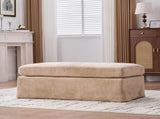 46" Wide Modern Upholstered Chenille Ottoman, Foot Stool Square Footrest with Black Metal Legs for W3098P356195