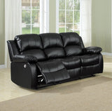 Comfortable Double Reclining Sofa 1pc Black Bonded Leather Match Solid Wood Plywood Frame Living B01166426
