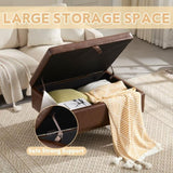 Mid-century modern square coffee table storage bench, assembled, suitable for living room, entryway W1539P269658