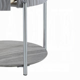Grey High Gloss and Chrome End Table with Drawer B062P209132