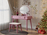 Maly Contemporary Wood Vanity and Stool Set, Pink T2574P164233