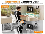 31.5" Computer Desk with Desktop Shelf and Lighting Foldable P2 Particleboard Iron Pipe with 78151630