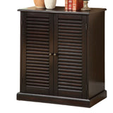 ZNTS Modern Transitional Design 1pc Shoe Cabinet Espresso Finish Adjustable Shelves Louver Design Doors B011P191541