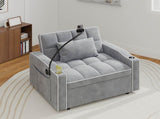 Corduroy Pull-Out Sleeper Chair With Pillow, Brushed Stainless Steel Cup Holder, Phone Stand & Usb 32006606