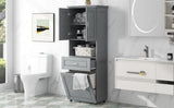 Tall Bathroom Cabinet with Laundry Basket, Large Space Tilt-Out Laundry Hamper and Upper WF323481AAE