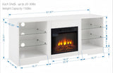TV Stand Electric Fireplace TV Stand Glass Shelves, 3D Fireplace TV Stand LED Lights Wood 56937921
