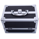 ZNTS SM-2176 Aluminum Makeup Train Case Jewelry Box Cosmetic Organizer with Mirror 9"x6"x6" Black 12276436