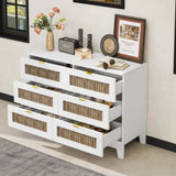Rustic Farmhouse Style Wooden Dresser with 6 Drawers, Storage Cabinet for Bedroom with Metal WF530908AAK