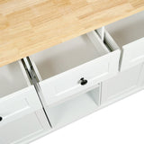 Kitchen Cart with Rubber wood Drop-Leaf Countertop ,Cabinet door internal storage racks,Kitchen WF298028AAW