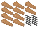 10 Pack X156L Dirt Teeth Bucket Teeth Long w/ 10 Pack P156 Roll Pins Alloy Steel Fits for Skid Steer 88484002