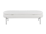 Contemporary Bench in Chrome Metal and White Faux Leather B202P223835