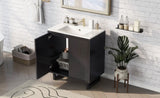 30" Bathroom vanity Set with Sink, Combo Cabinet, Bathroom Storage Cabinet, Solid Wood Frame WF319594AAB