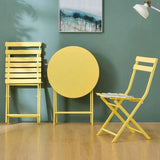 3 Piece Patio Bistro Set of Foldable Round Table and Chairs, Yellow W1586P143143