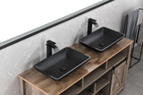 14.38" L -22.25" W -4.38" H Matte Shell Glass Rectangular Vessel Bathroom Sink in Black with Faucet 24478684