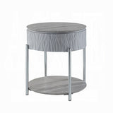 Grey High Gloss and Chrome End Table with Drawer B062P209132