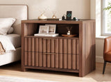 Nightstand, Dark Brown, Honeycomb Board MDF, 60*39.5*64cm, 2 Drawers with Upper Compartment 38899586