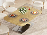 47.25 "-63" Dining Table, Original Wood Color, Seating 4-6 People, Retractable Table, Cross Metal W757P270705