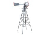 8FT Weather Resistant Yard Garden Windmill Gray & Red 43774607