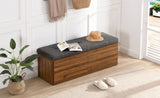 ZNTS 49" Storage Bench Storage Cabinet Storage Ottoman with Adjustable Shelves, Padded Seat Cushion and N719P189586E