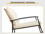 1pcs side table 2pcs rocking chairs, backrest sparsely woven, light yellow rattan, white cushion, 45516320