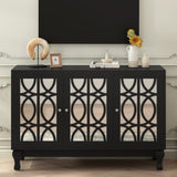 U-Can Modern Mirrored TV Stand for TV up to 55 Inches, Entertainment Center Solid Wood Legs, Metal N724P198519B