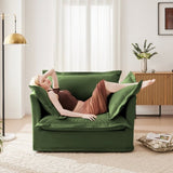 Slip-covered Armchair with 1 Big Back Cushion and 2 Big Toss Pillows, Single Deep Seat Comfy Single W3041P240130
