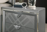 2 Drawers Nightstand with Mirror Trim, Silver B016P252825