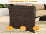 Outdoor Patio Furniture Set, PE Rattan Loveseat 2 Ottomans Removable Cushions Metal Frame 72012143