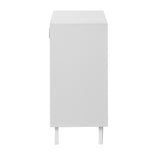 Modern Living Room Cabinet Storage Organizer with 2 Glass Doors and Adjustable Shelf White W409128109