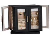 360&deg Rotating Jewelry Box with 5 Drawers - Black Cabinet & Pink Velvet Interior 91896017