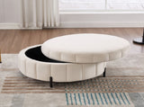 31.5"W Upholstered Round Ottoman With Reversible Lid, Velvet Storage Stool, Channel Tufted W3118P272635