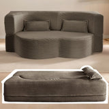Modern Floor Sofa with 2 Pillows,Convertible Plush Corduroy Foam-Filled Sleeper Sofa Bed,15" Full 93373933