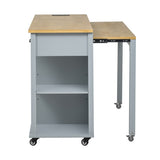 K&K 47 inch Kitchen Island with Extendable Dining Table, Rubber Wood Veneer Kitchen Table with N707P215327G