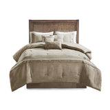 7 Piece Faux Suede Comforter Set Tan King B03597130