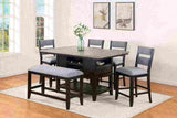 1Pc Transitional Dark Gray Finish Fabric Upholstered Counter-Height Dining Bench B011P193050