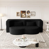 Modern Floor Sofa with 2 Pillows,Convertible Teddy Fabric Foam-Filled Sleeper Sofa Bed,15" Full Size W1885P308288