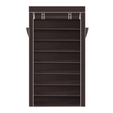 10 Tiers Shoe Rack with Dustproof Cover Closet Shoe Storage Cabinet Organizer Dark Brown 21202749