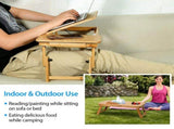 Bamboo Laptop Desk, Adjustable Portable Breakfast Serving Bed Tray with Tilting Top Drawer for 60125721