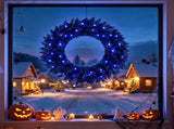 24in Black Pre-Lit Christmas Wreath, 179 Branch Tips, 35 Purple LED Lights, IP44 Timer, Gothic 18056329