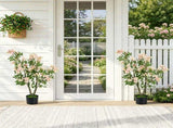 2 Pack 36" Artificial Impatiens Blossom Tree, Silk Fake Potted Flower Tree with Cement Base, 25461079