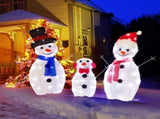 Lighted Snowman Christmas Yard Decorations, Set of 3 Pre-lit 2D Snowman Family with 80 LED White 79858005