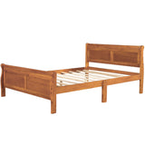 Full Size Wood Platform Bed with Headboard and Wooden Slat Support WF289141AAL