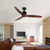 52 Antique Brown Ceiling Fan without Light with Remote Control W1367P187076