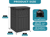 32 Gallon Outdoor Trash Can, Waterproof Resin Garbage Bin with Lid & Drip Tray for Porch Backyard 29856057